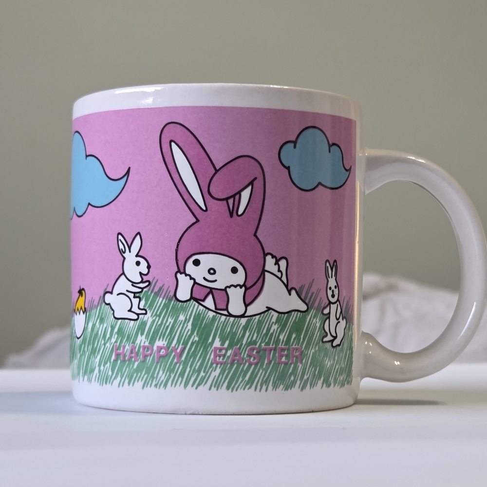VTG My Melody "Happy Easter" Mug Rare Korea Sanrio Licensing 1980s Retro Kawaii